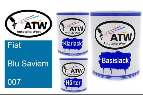 Fiat, Blu Saviem, 007: 1L Lackdose + 1L Klarlack + 500ml Härter - Set, von ATW Autoteile West.